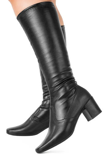 Bota Branca Off White Cano Curto Salto Grosso Bico Quadrado