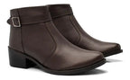 Bota Feminina Cano Curto Salto Baixo Fivela Casual Moderna