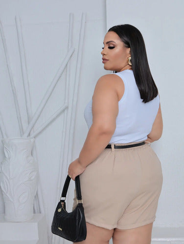 Shorts Alfaiataria Plus Size Social Modelador Verão