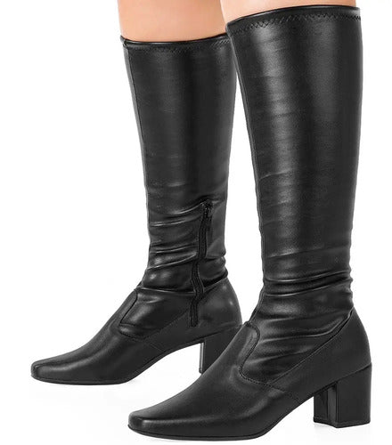 Bota Branca Off White Cano Curto Salto Grosso Bico Quadrado