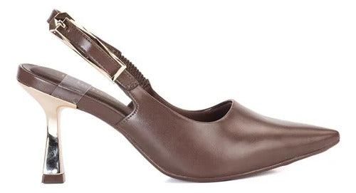Scarpin Slingback Bebecê Salto Geométrico Com Fivela