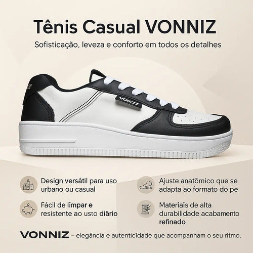 Tênis Air Vonizz Casual Couro Branco Caramelo Unissex