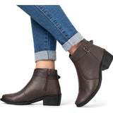 Bota Feminina Cano Curto Salto Baixo Fivela Casual Moderna