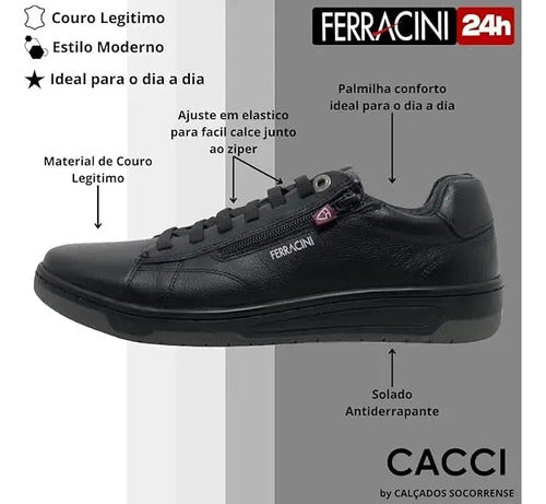 Sapatênis Masculino Ferracini Com Ziper Salto Interno Vox