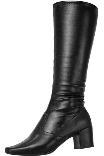 Bota Branca Off White Cano Curto Salto Grosso Bico Quadrado