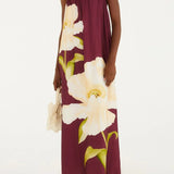 Vestido Longo Alcinhas Estampado Papoula