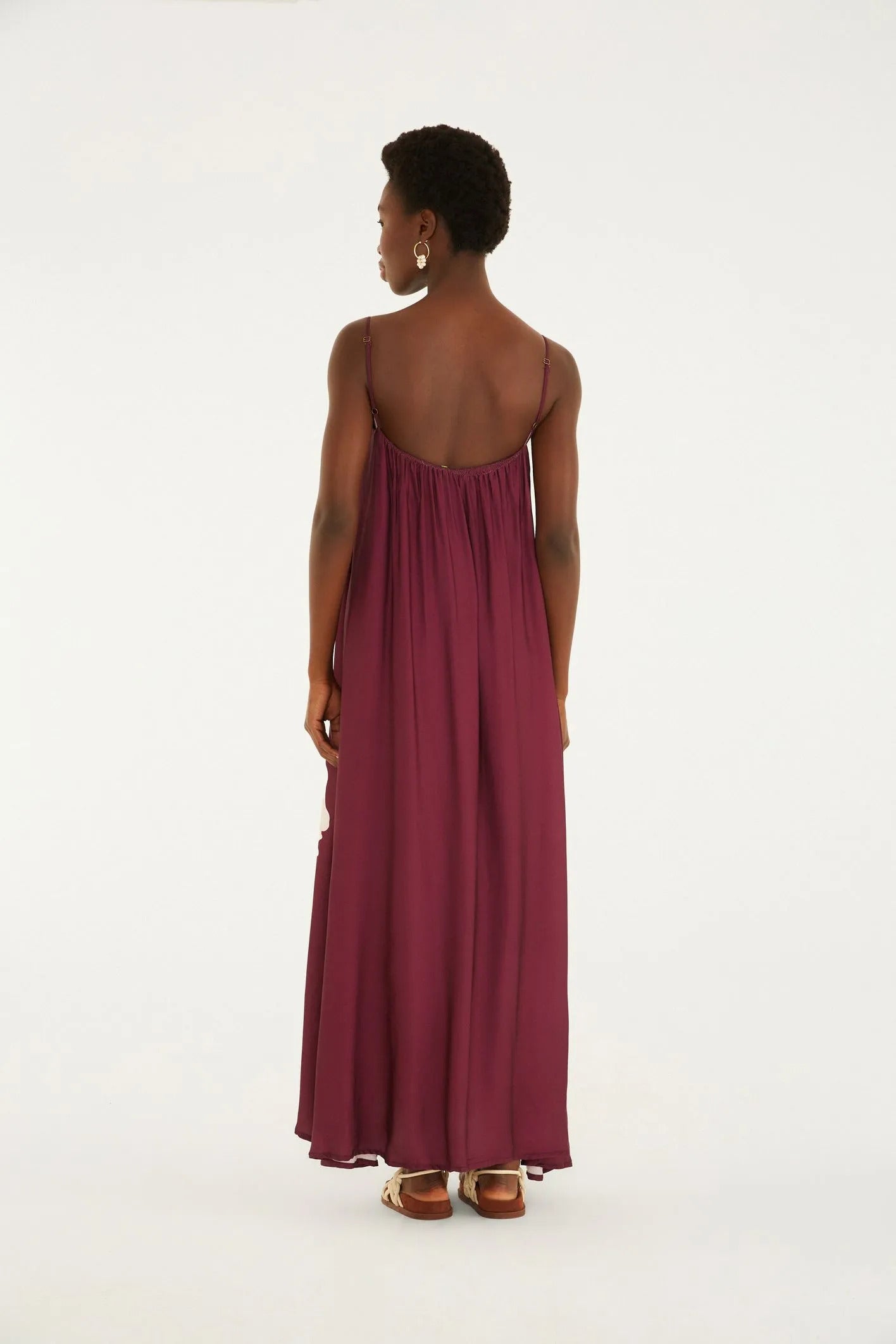 Vestido Longo Alcinhas Estampado Papoula
