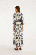 Vestido Longo Manga Estampado Sonho De Concha