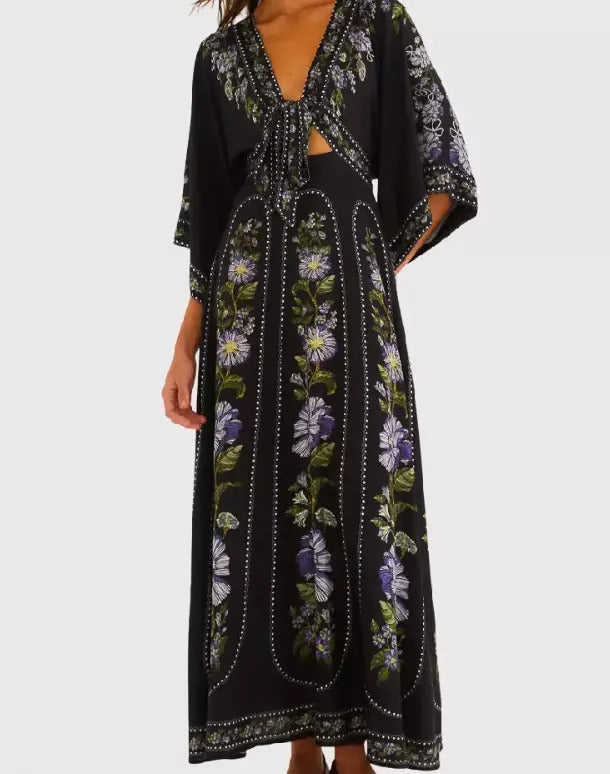 VESTIDO FARM LONGO MANGA JULIETA