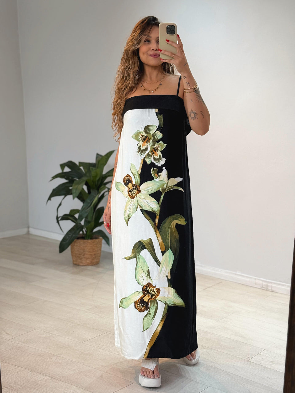 VESTIDO FARM PALA FLORAL ORQUIDEA