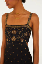 Vestido Midi Sonho De Concha Preto Farm