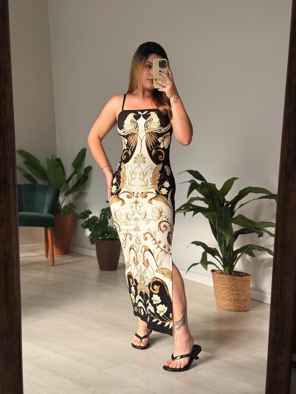 Vestido Midi Milena Preto Farm