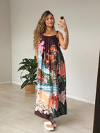 Vestido Longo Estampado Lenços Cariocas