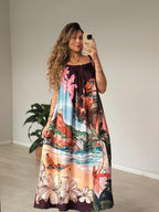 Vestido Longo Estampado Lenços Cariocas