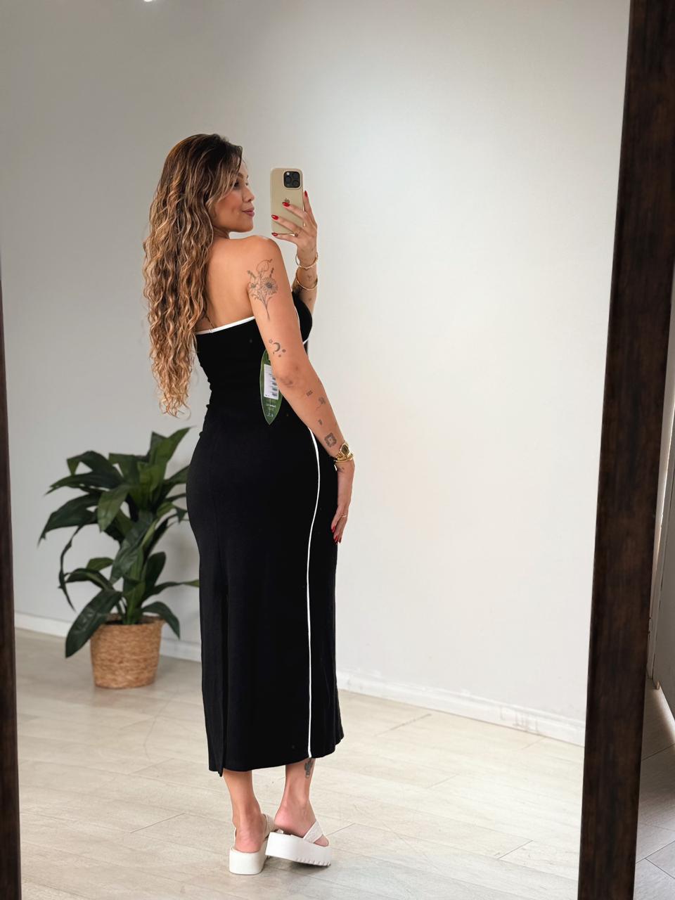 Vestido Cropped Rib Bicolor