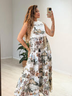 Vestido Longo Estampado Mapa Rio