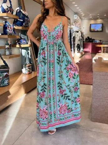 VESTIDO FARM LONGO ALCINHA FLOR REALEZA