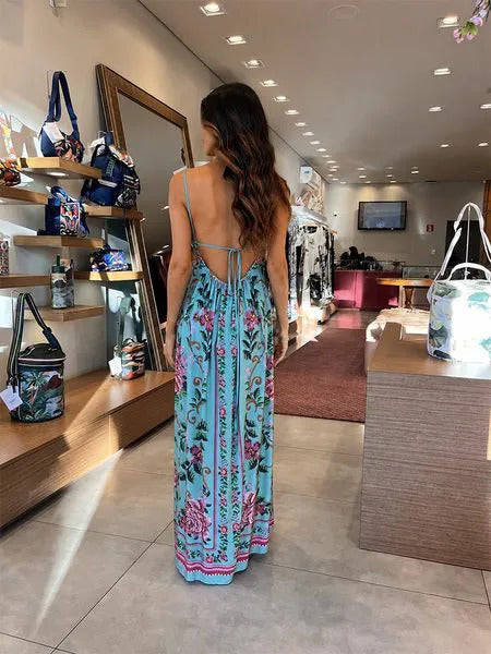 VESTIDO FARM LONGO ALCINHA FLOR REALEZA