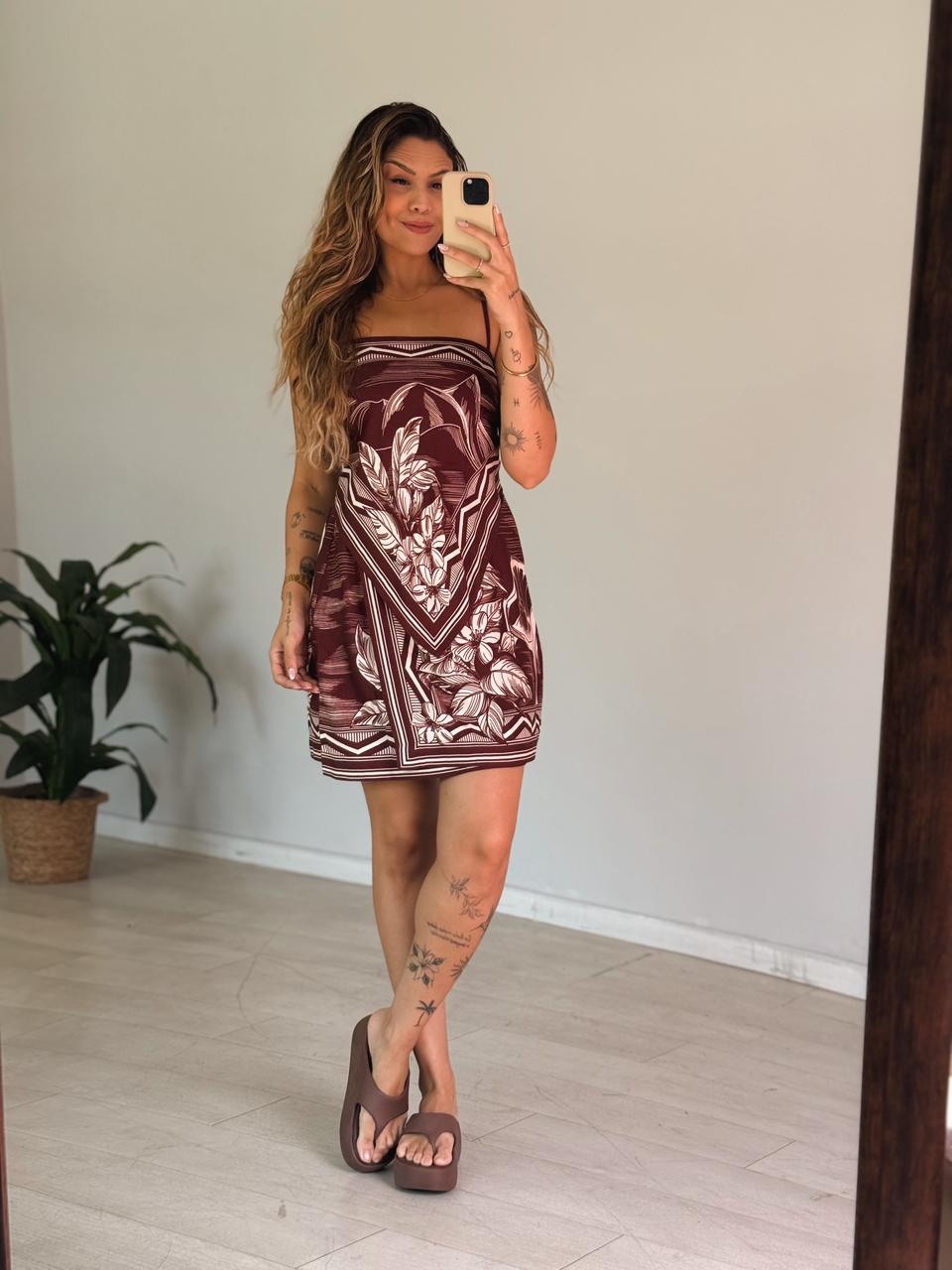 Vestido Curto Estampado Lenços Cariocas