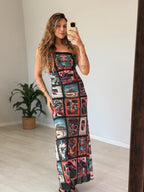 Vestido Tule Estampado Lenços Cariocas