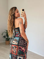 Vestido Tule Estampado Lenços Cariocas