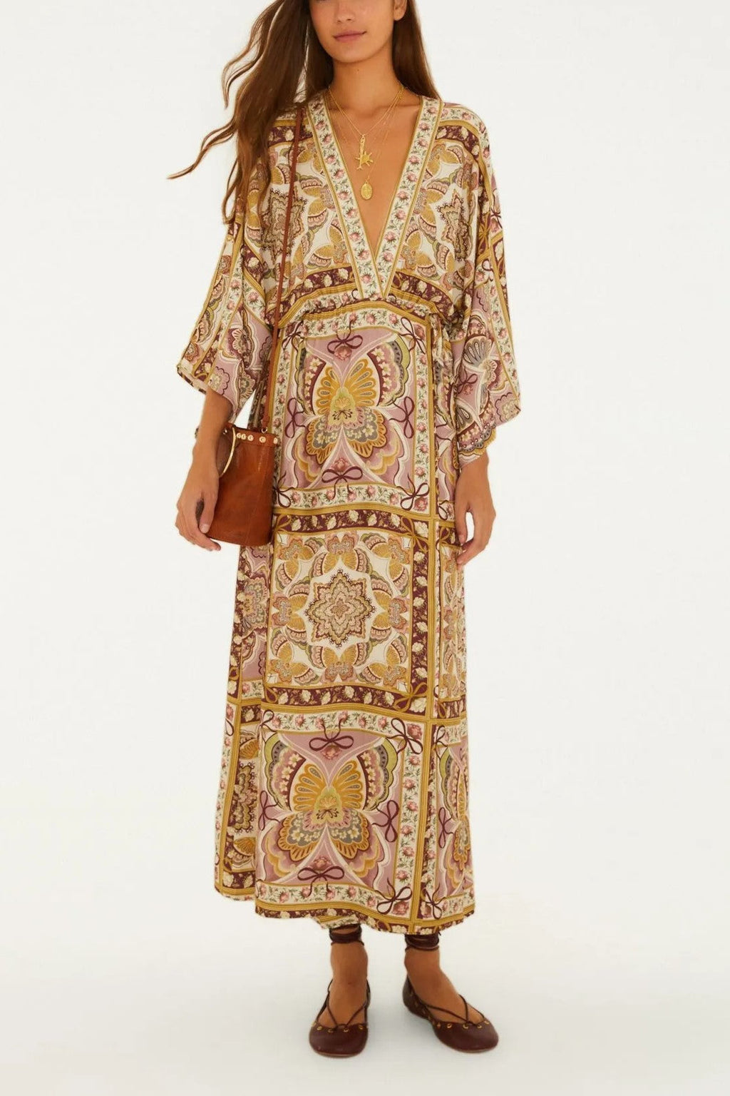 Vestido Transpasse Estampado Sophie
