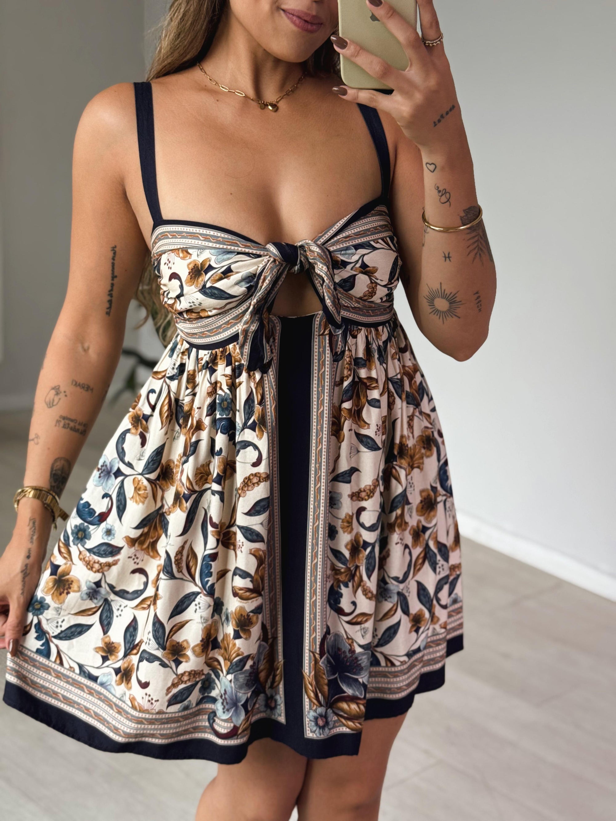 VESTIDO CURTO LENCO MAYE BEGE