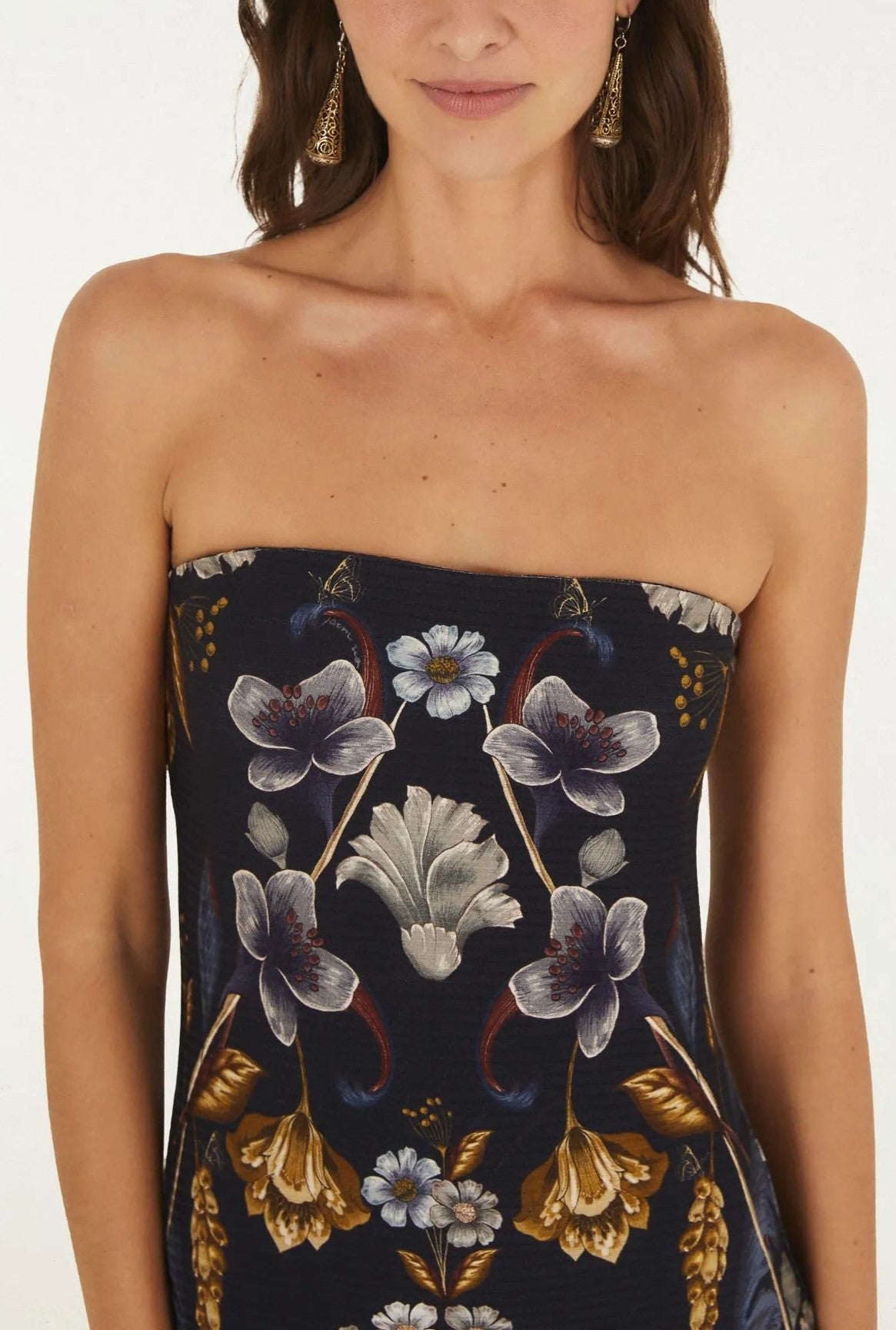 VESTIDO SEM ALCA FLORAL MAYE