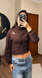 Jaqueta Feminina Nike Cropped Fleece Essential – Zíper Frontal