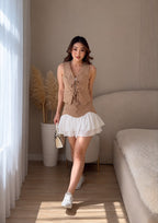 Conjunto Feminino Colete + Saia com Babados
