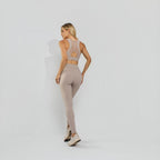 Calça Legging Premium Cós Antômico Superlargo Recorte Texturizado Areia LG2397