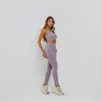 Calça Legging Premium Cós Antômico Superlargo Recorte Texturizado Lilás LG2396