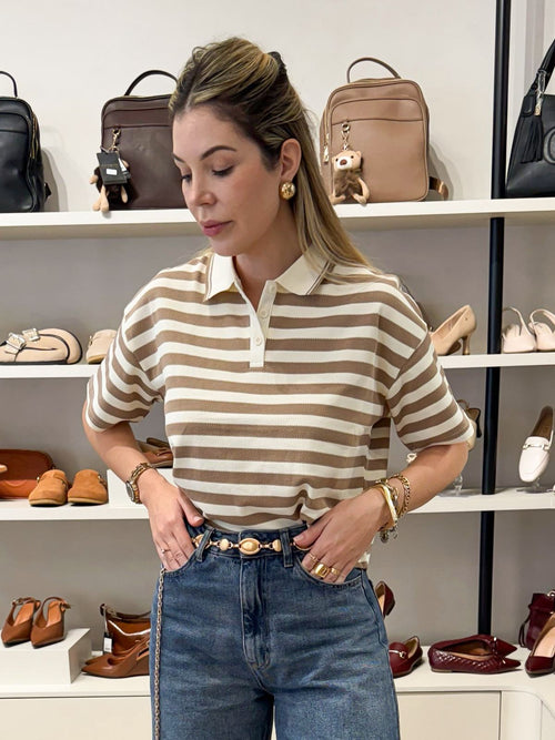 BLUSA CROPPED LISTRAS GOLA POLO RAISSA