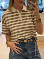 BLUSA CROPPED LISTRAS GOLA POLO RAISSA