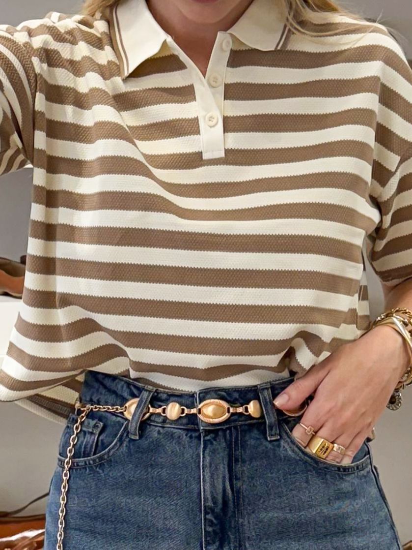 BLUSA CROPPED LISTRAS GOLA POLO RAISSA
