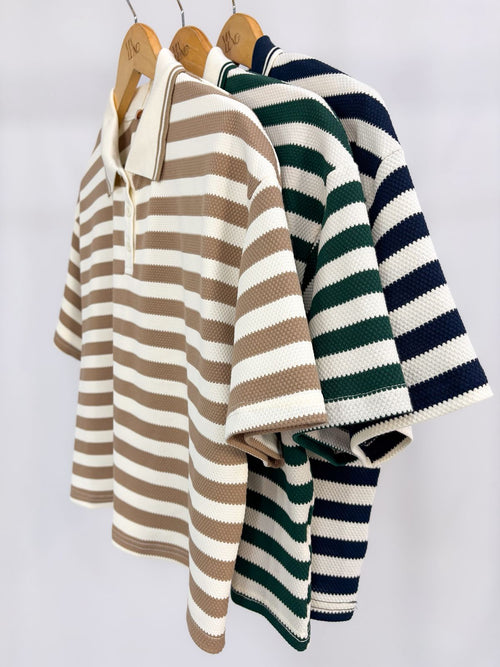 BLUSA CROPPED LISTRAS GOLA POLO RAISSA