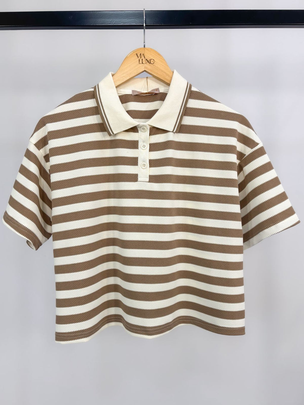 BLUSA CROPPED LISTRAS GOLA POLO RAISSA