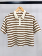 BLUSA CROPPED LISTRAS GOLA POLO RAISSA