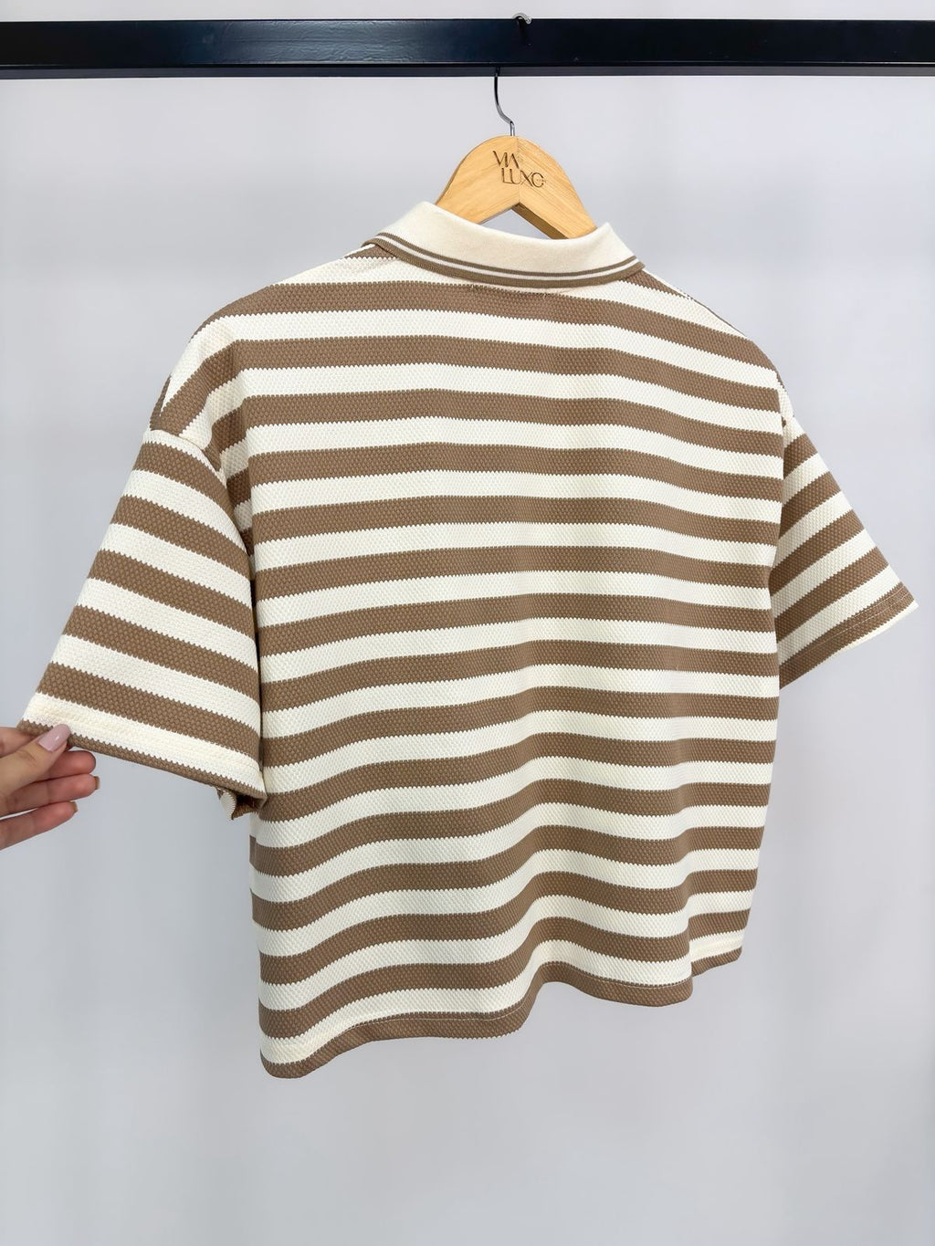 BLUSA CROPPED LISTRAS GOLA POLO RAISSA