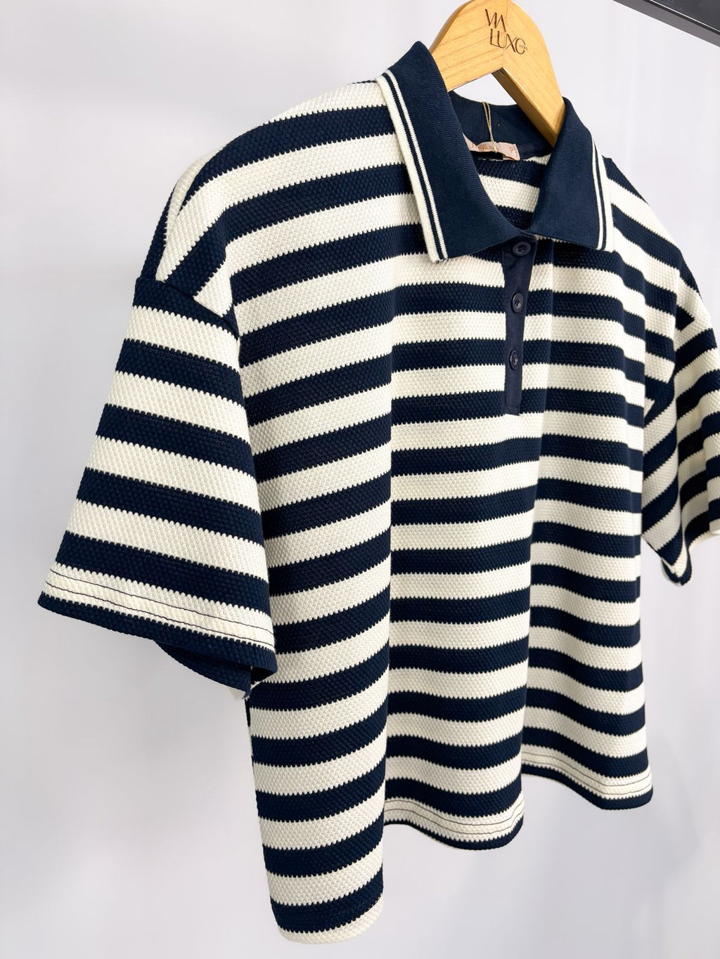 BLUSA CROPPED LISTRAS GOLA POLO RAISSA