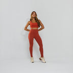 Calça Legging  Poliamida Texturizada Cós Alto Duplo Laranja LG2393