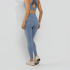 Calça Legging Premium Cós Antômico Superlargo Recorte Texturizado Azul LG2398