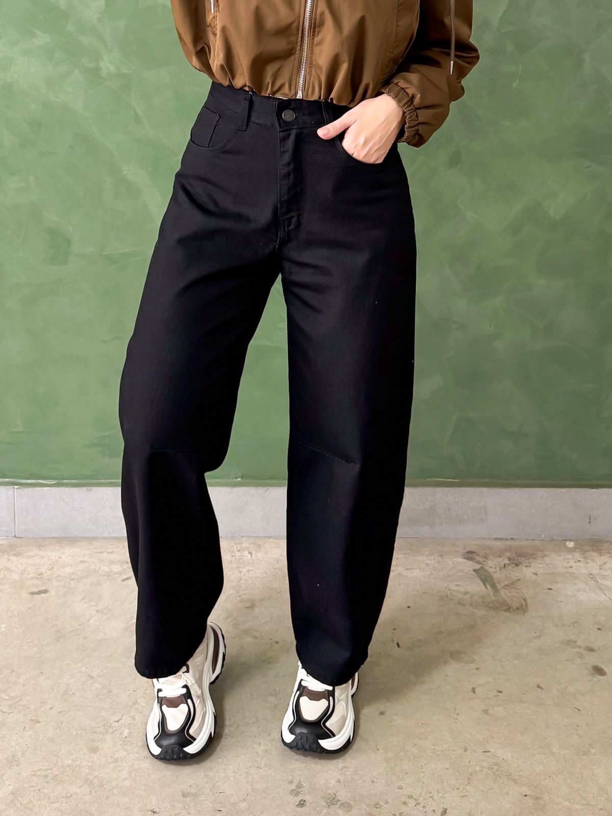 CALÇA BALLOON JEANS PRETA