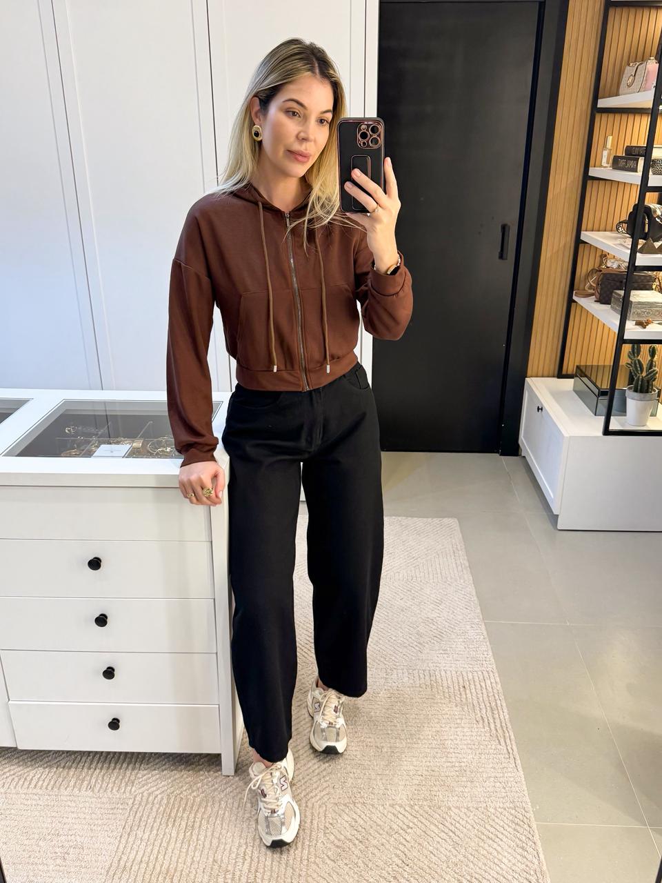 CALÇA BARREL JEANS PRETA