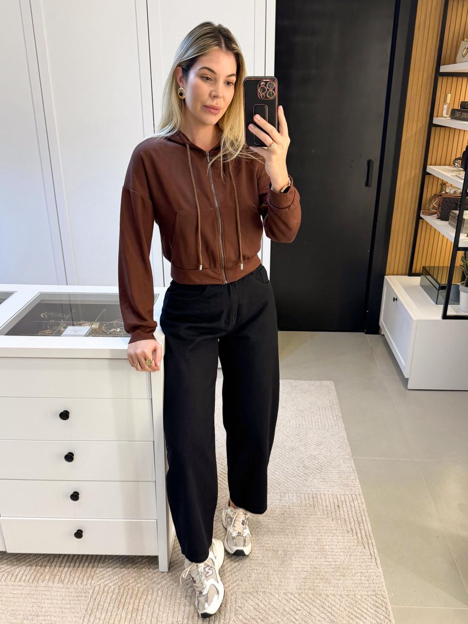 CALÇA BARREL JEANS PRETA