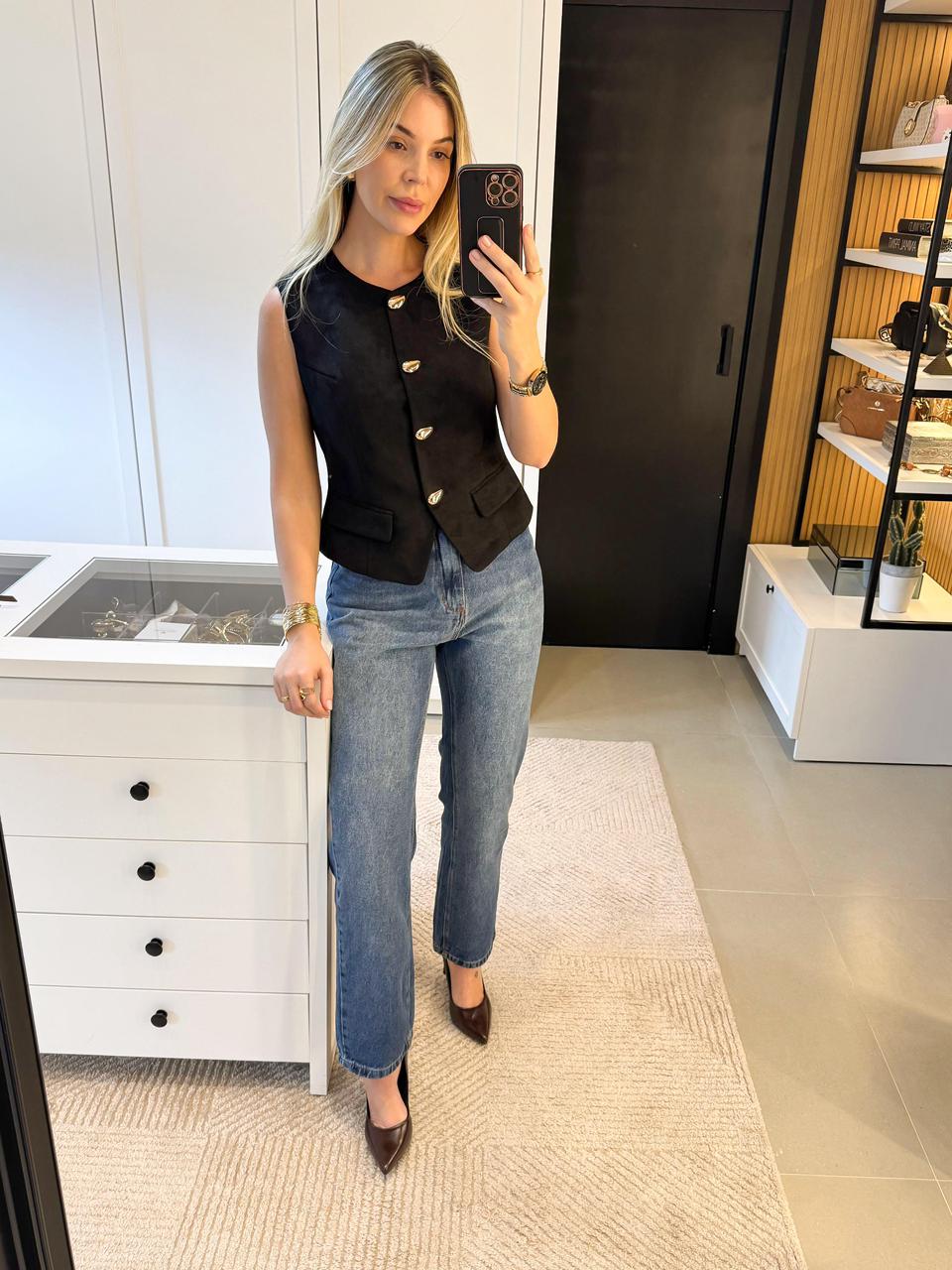 CALÇA JEANS RETA MANU