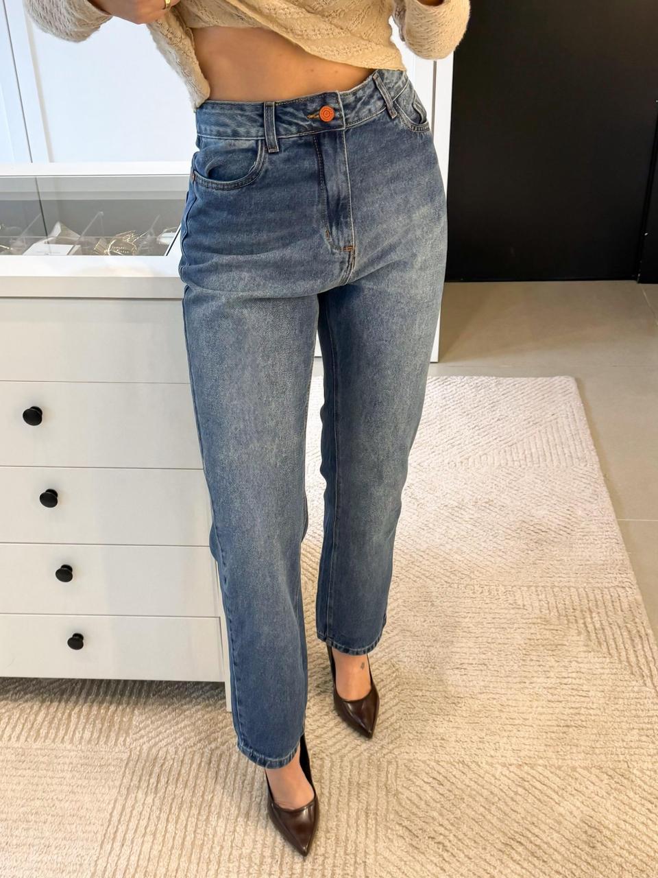CALÇA JEANS RETA MANU