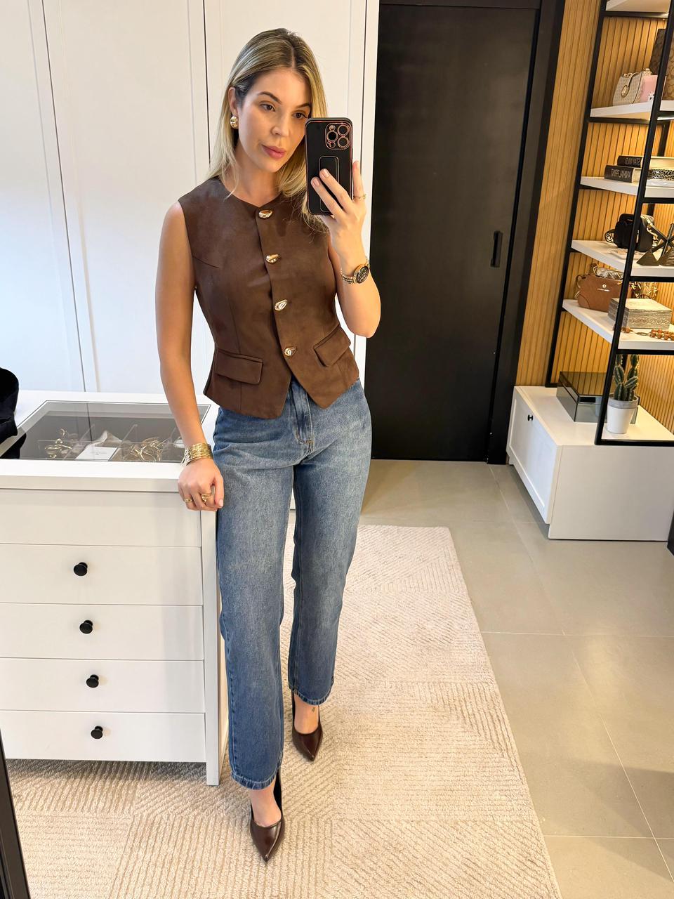 CALÇA JEANS RETA MANU