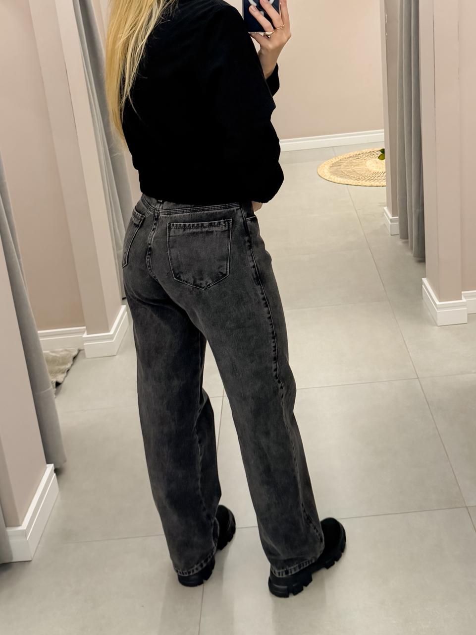 CALÇA WIDE LEG JEANS ESTONADA
