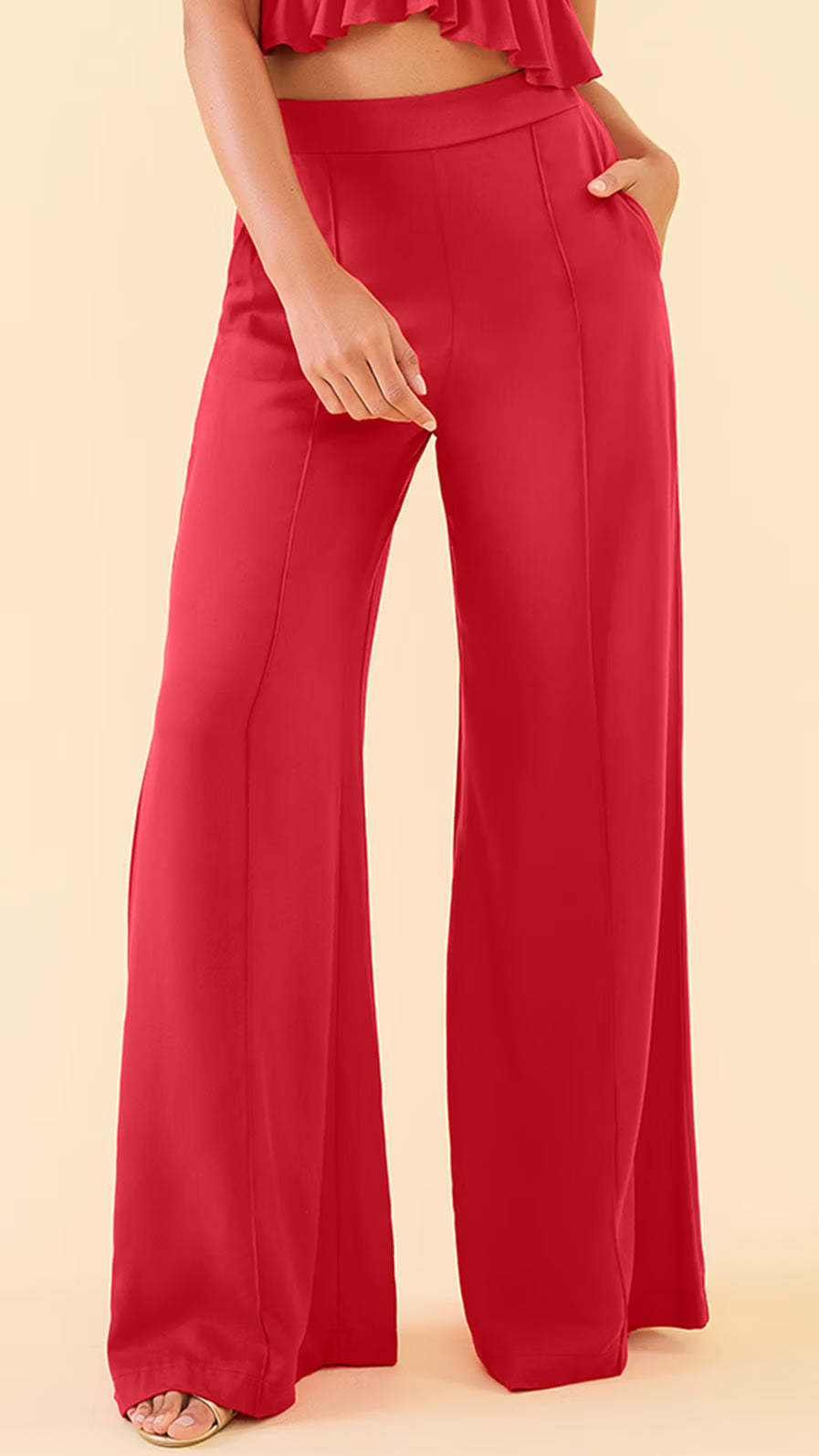 Calça pantalona em viscose